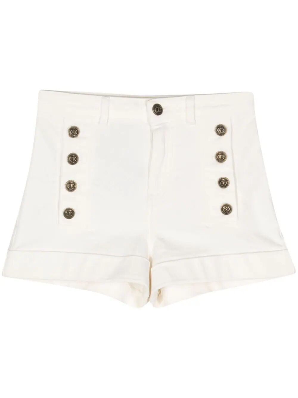 Shop Twinset Denim Shorts In White