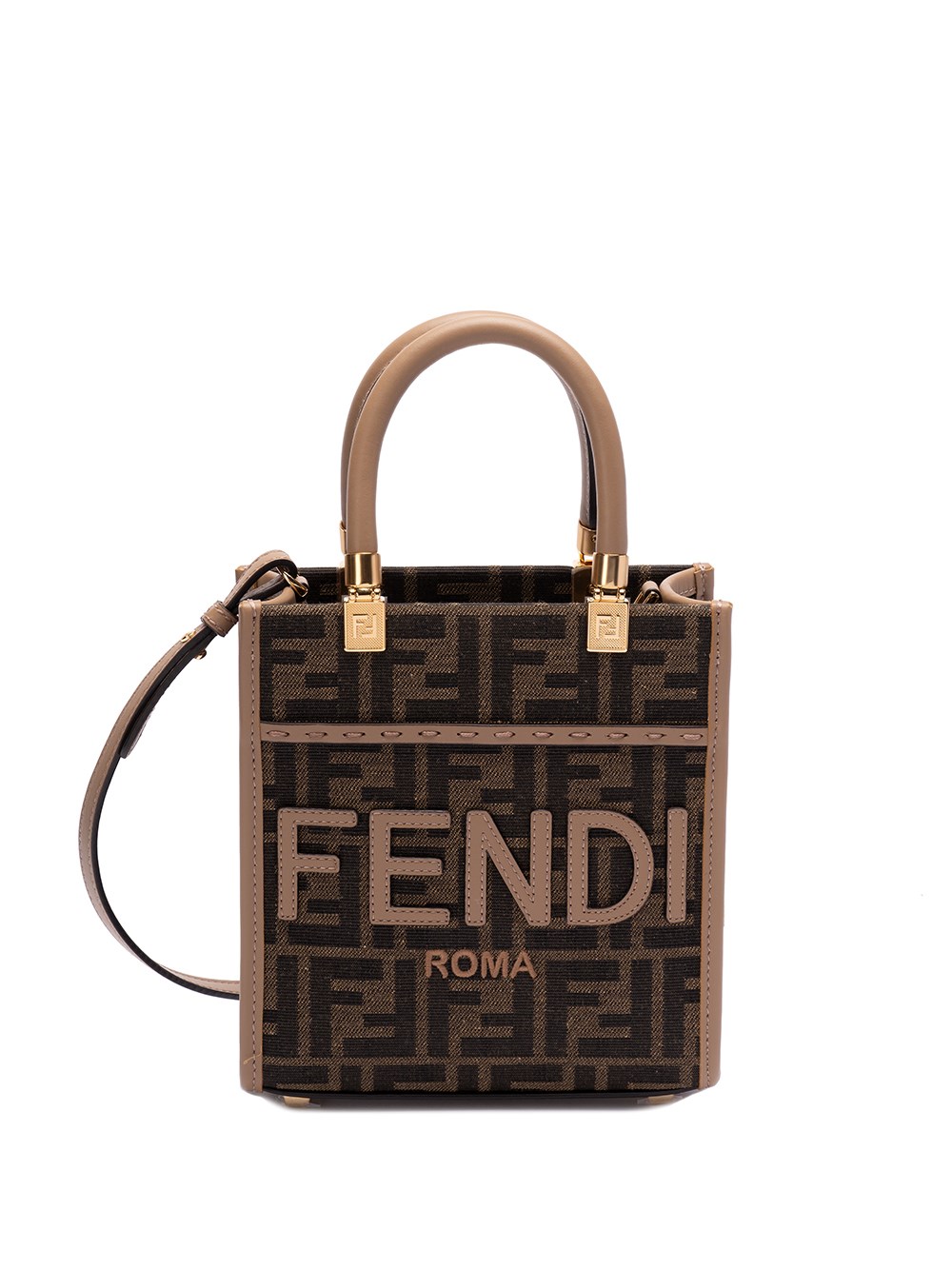 Shop Fendi `sunshine Ff Mini` Tote Bag In Brown