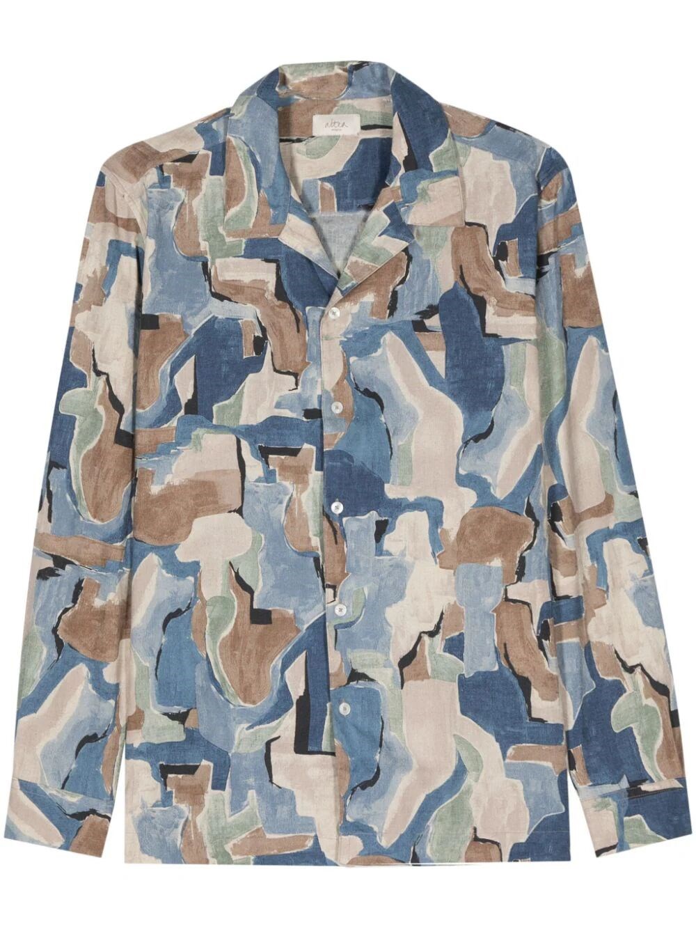 Shop Altea `luke` Camuflage Print Shirt In Blue
