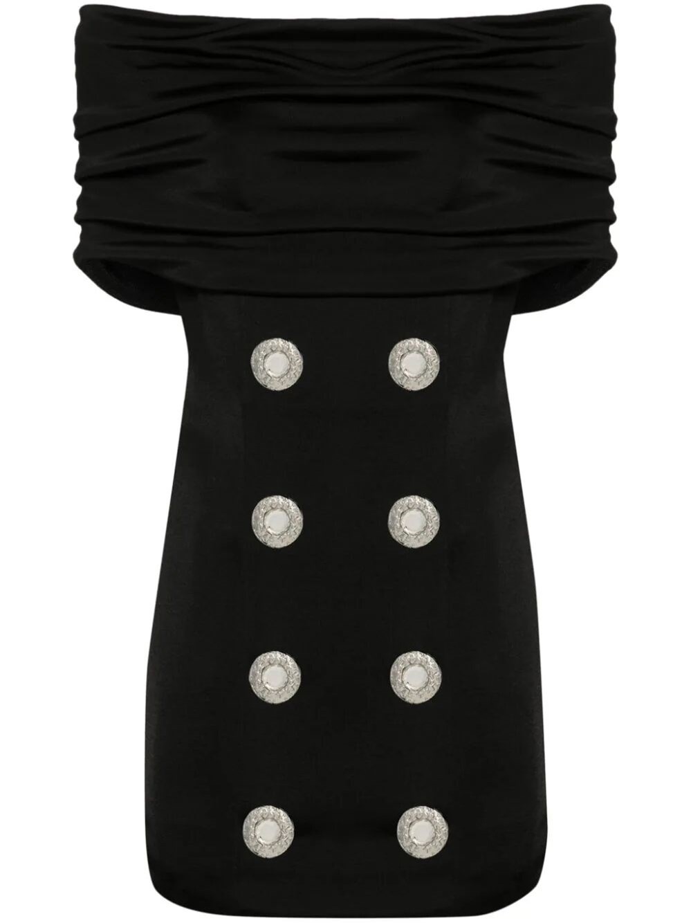 Shop Balmain Off-shoulder Short Dress In Black  