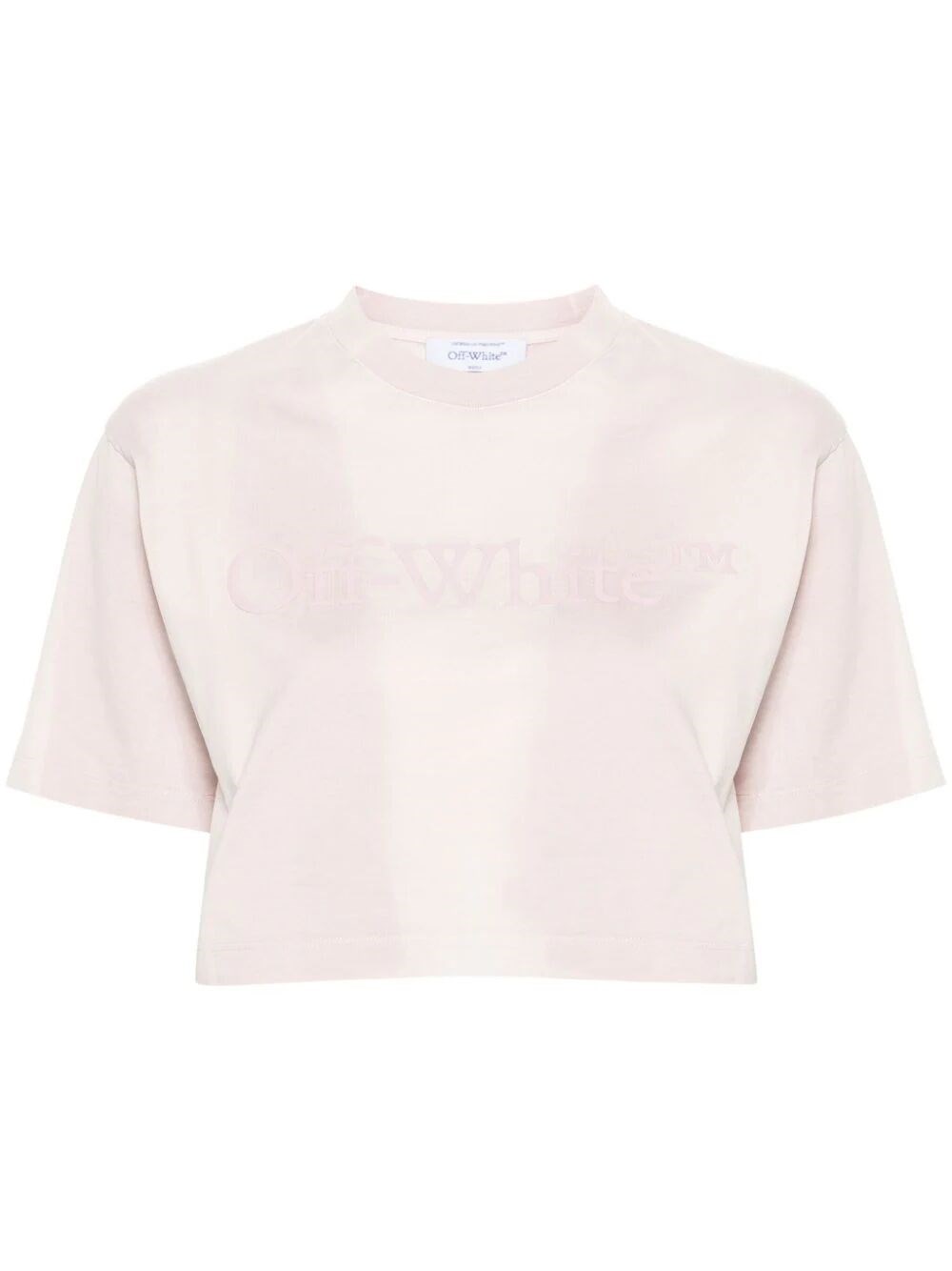 Shop Off-white `laundry` Cropped T-shirt In Pink