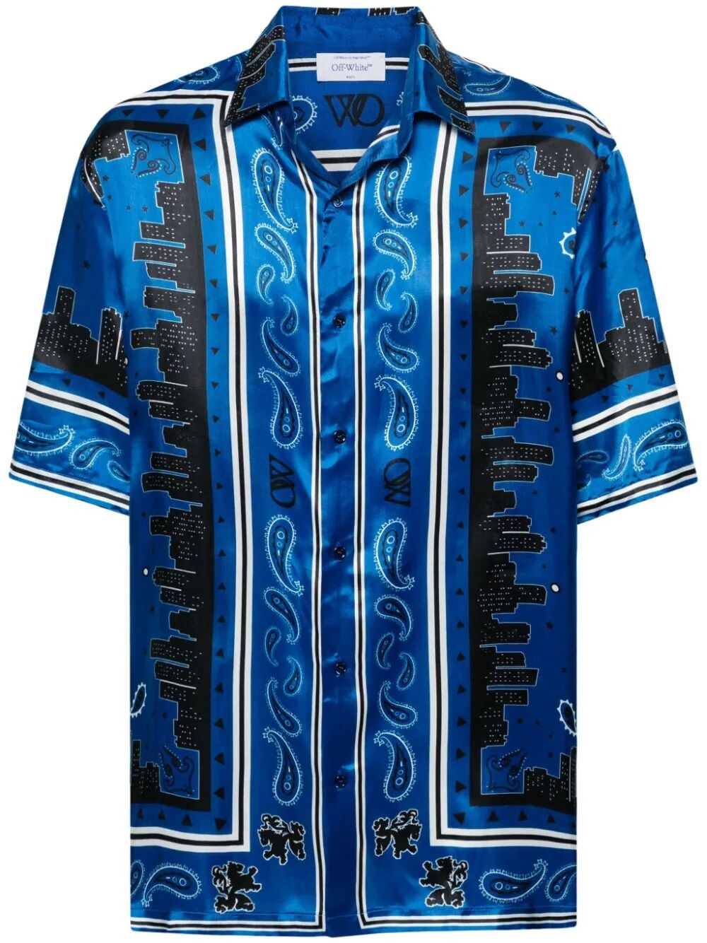 Shop Off-white `bandana` Bowling Shirt In Blue
