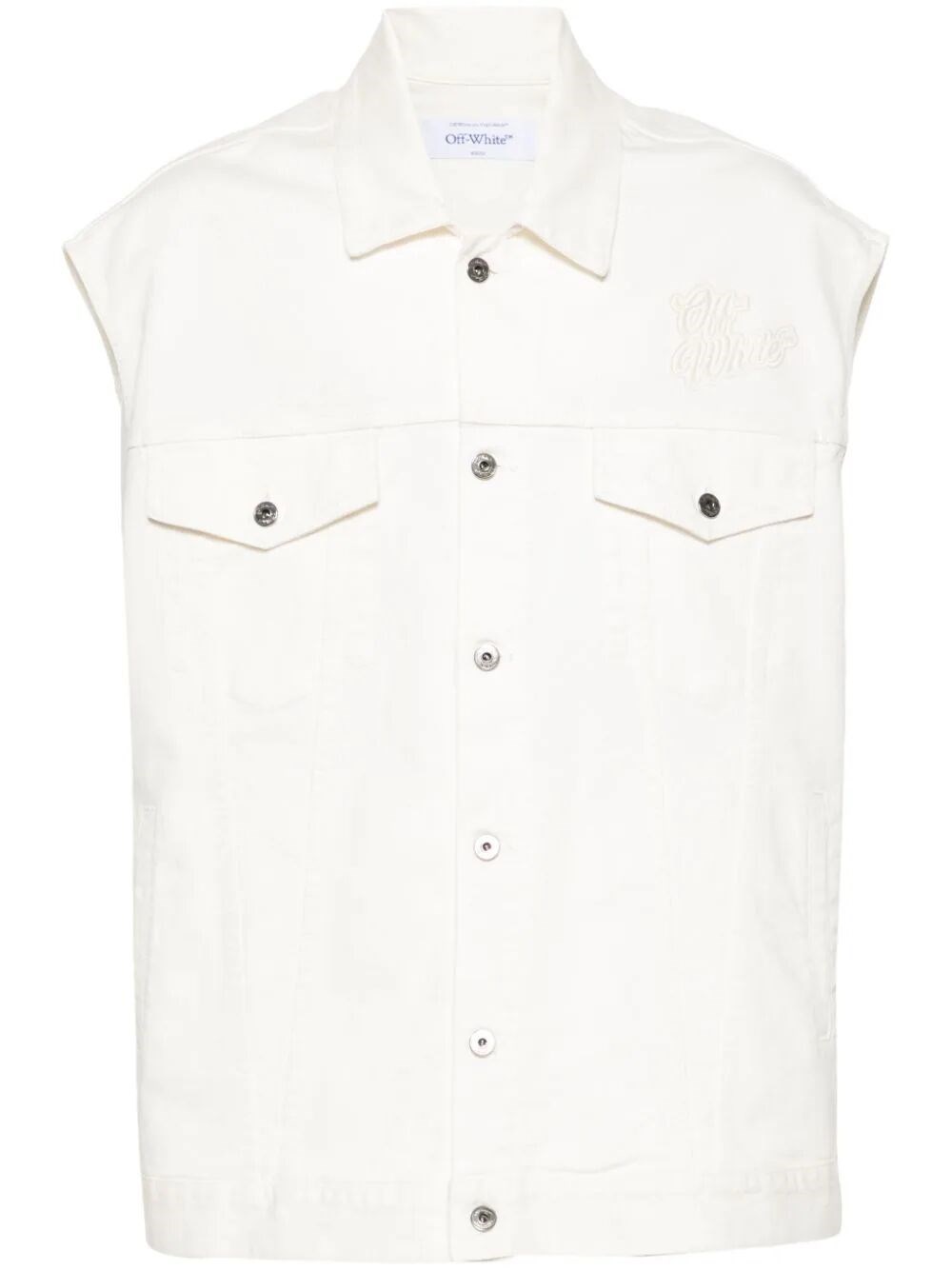 Shop Off-white `90slogo` Oversized Denim Vest In White