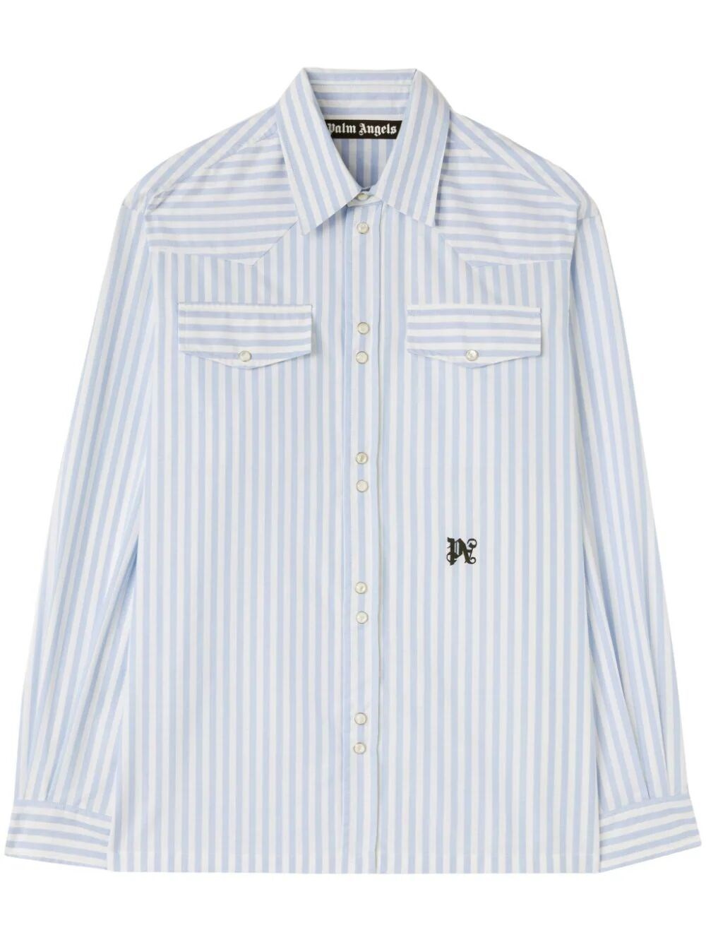Shop Palm Angels `monogram` Striped Shirt In Beige