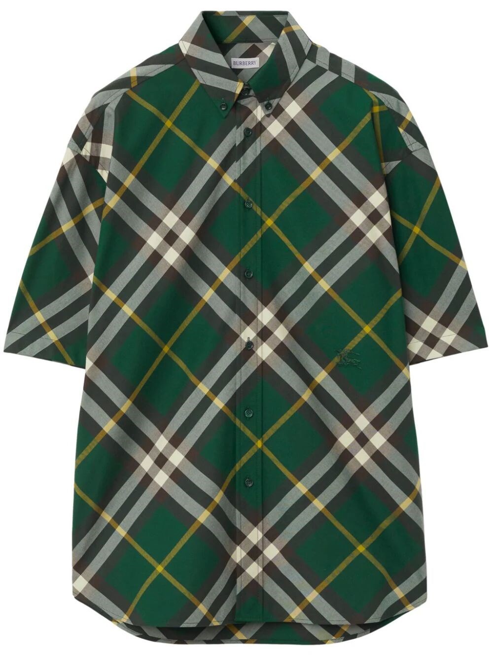 Shop Burberry Checked Short Sleeve Shirt In Green