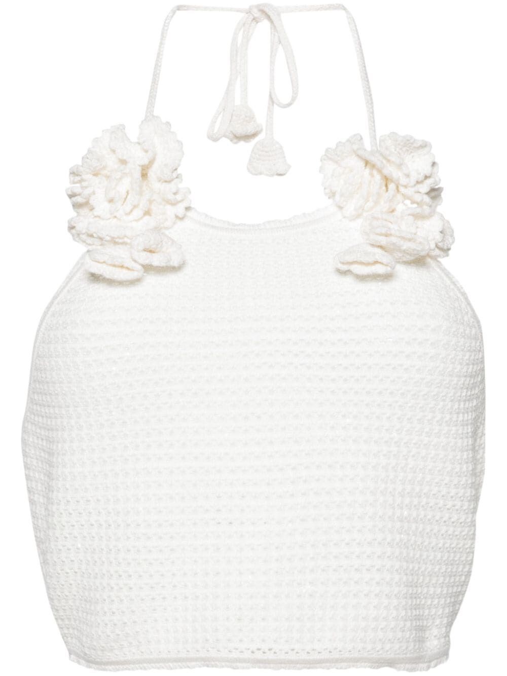 Shop Selfportrait Crochet Crop Top In White