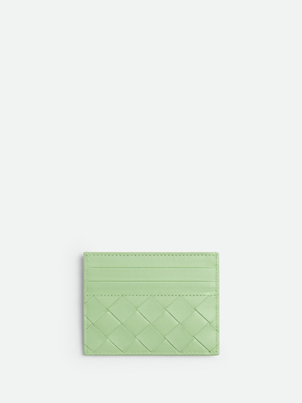 Shop Bottega Veneta `intrecciato Credit Card Case` In Green