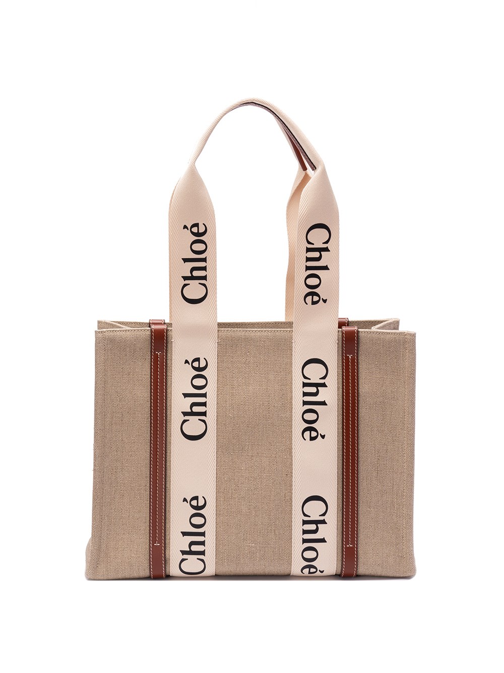 Chloé `woody` Medium Tote Bag In White