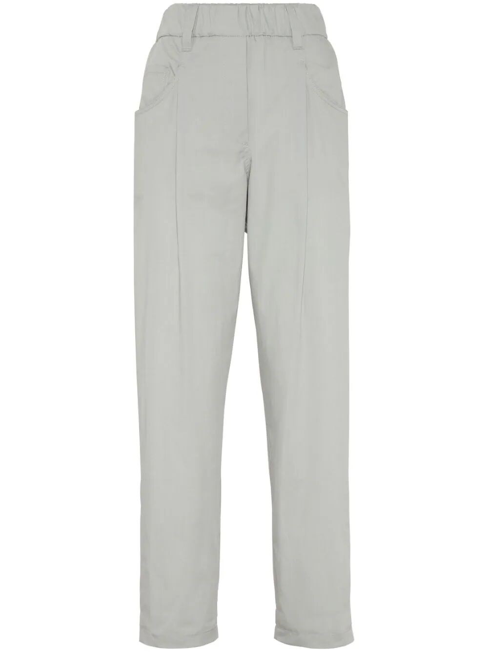 Shop Brunello Cucinelli Lightweight Baggy Pants With Shiny Tab In Gray