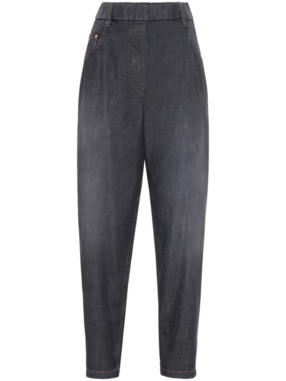 Shop Brunello Cucinelli Lightweight Baggy Jeans With Shiny Tab In Black  