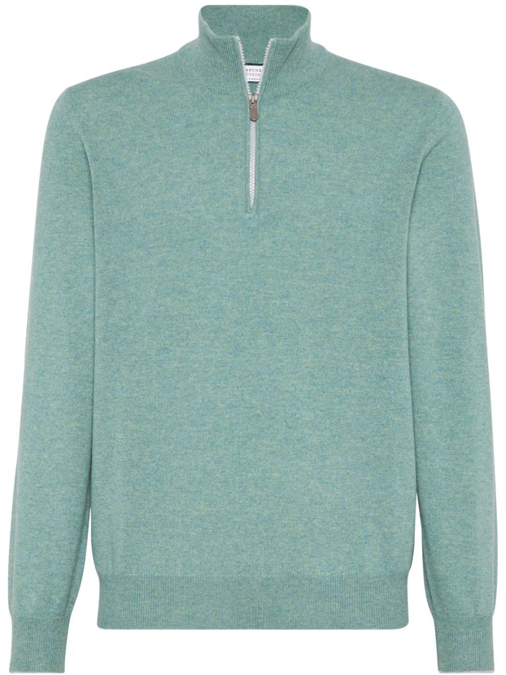 Shop Brunello Cucinelli Turtle-neck Sweater With Zipper In Green