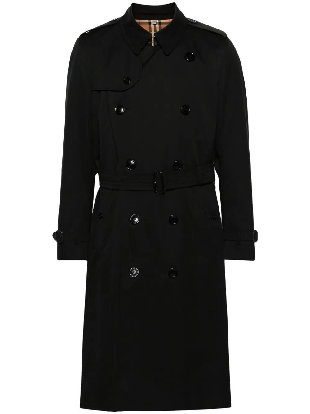 Shop Burberry `kensington Long` Trench Coat In Black  
