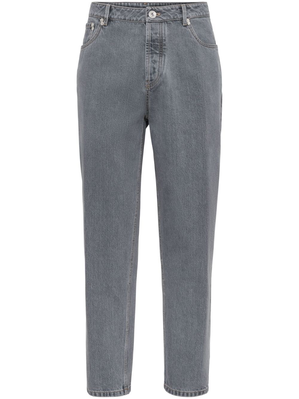 Shop Brunello Cucinelli Straight Fit Five-pocket Jeans In Gray