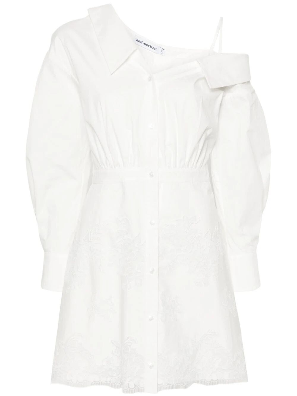 Shop Selfportrait Lace Hem Mini Dress In White