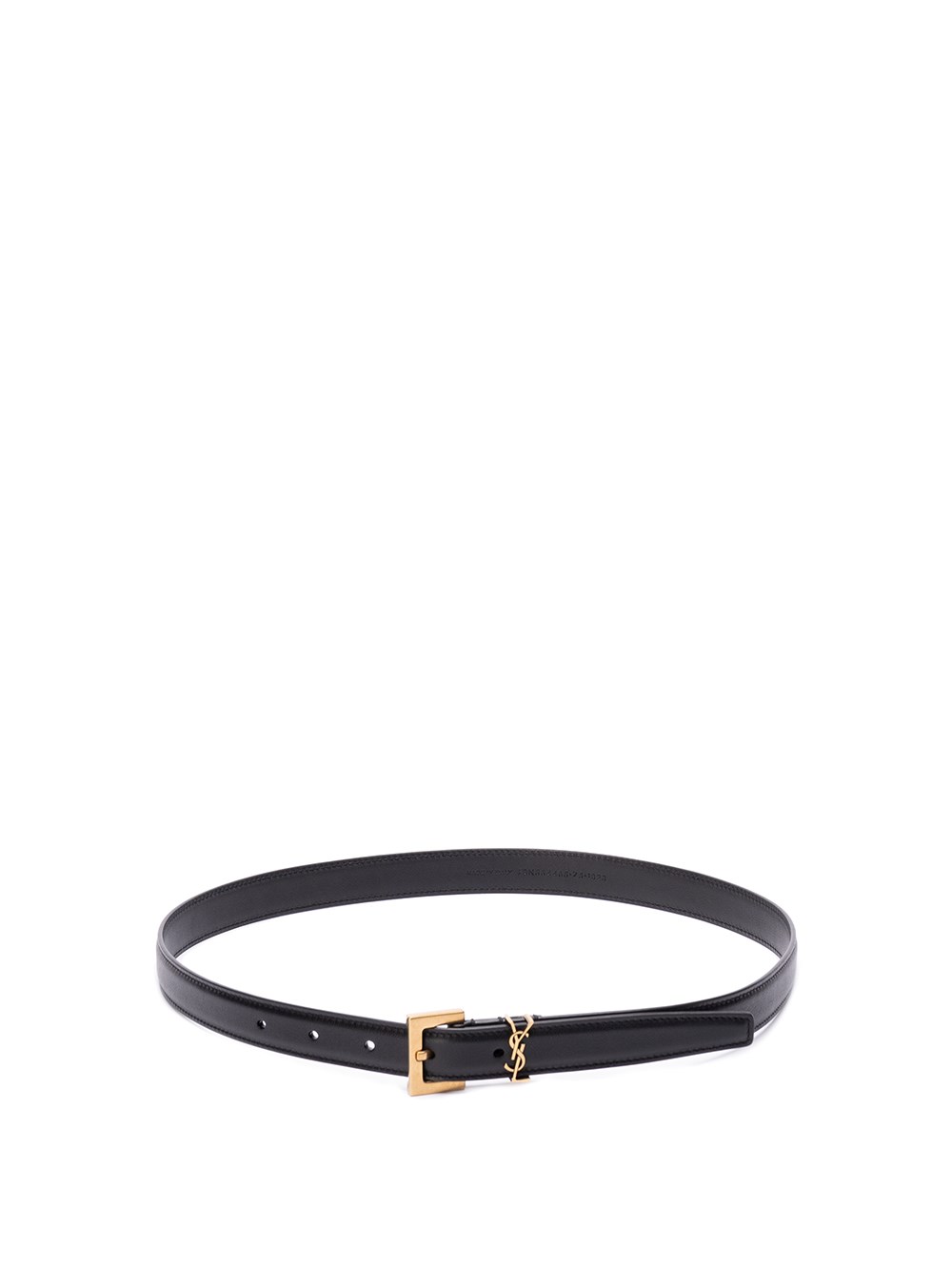 Shop Saint Laurent `cassandre` Thin Belt In Black