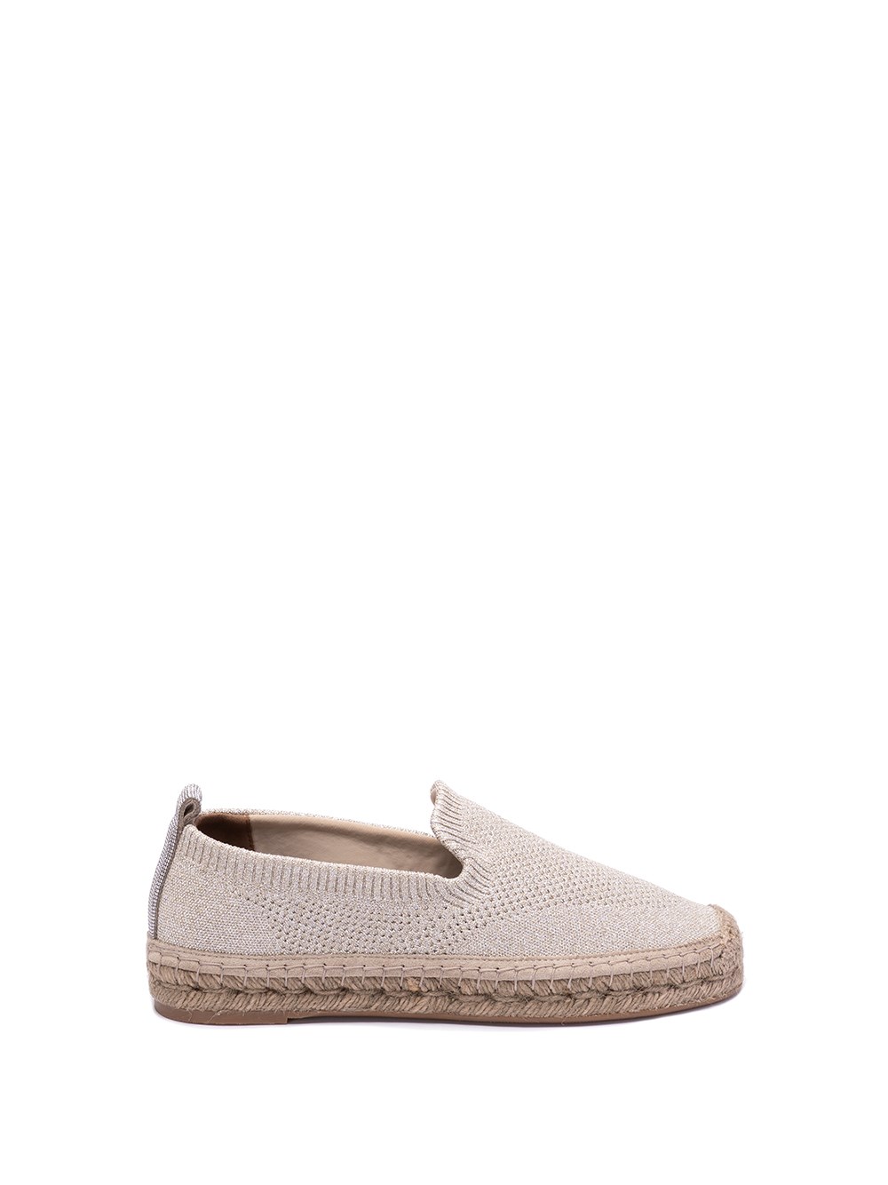 Shop Brunello Cucinelli Sparkling Shiny Espadrilles With Shiny Loop Detail In Beige