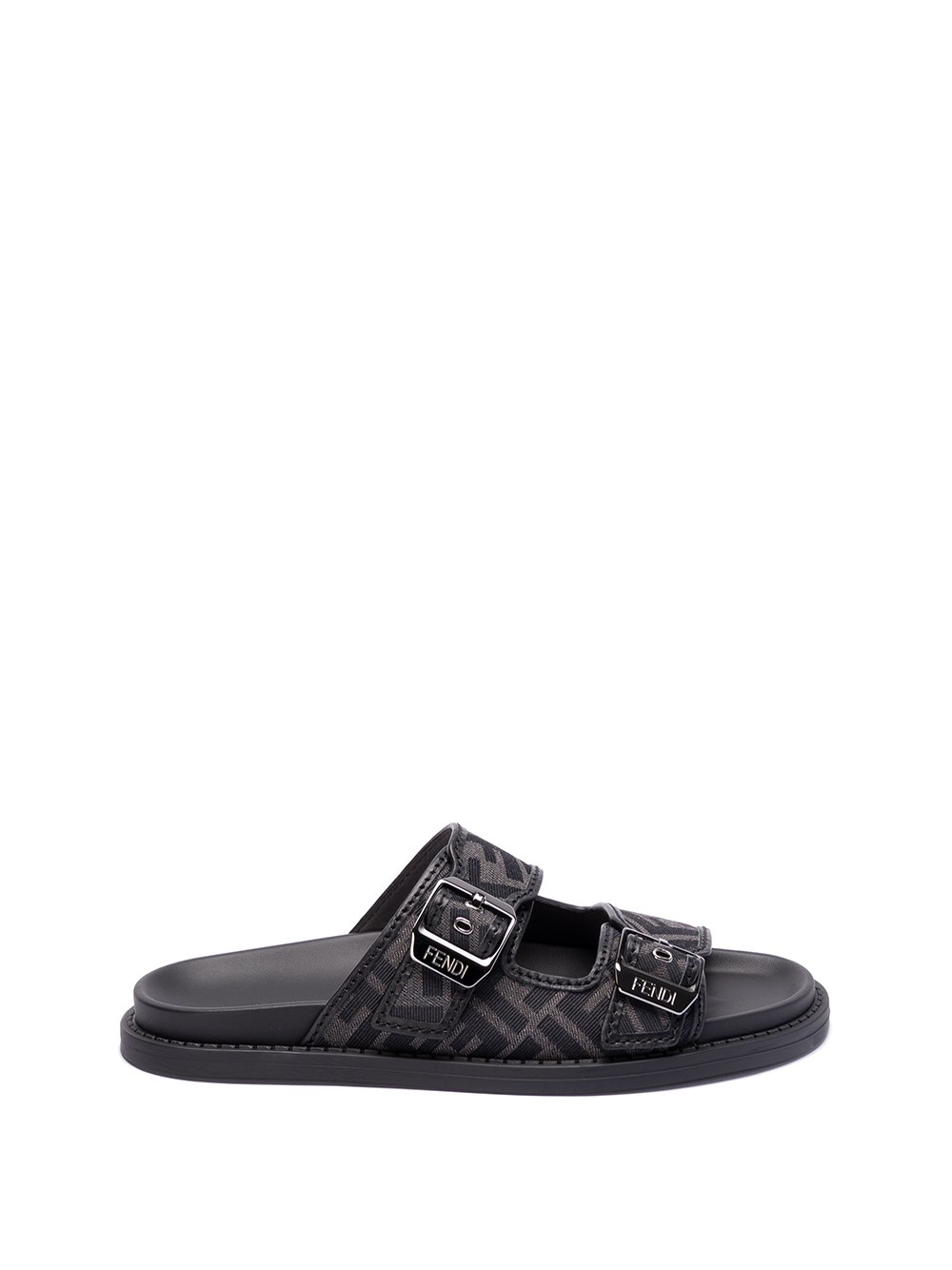 Shop Fendi `ff Jacquard` Sandals In Gray