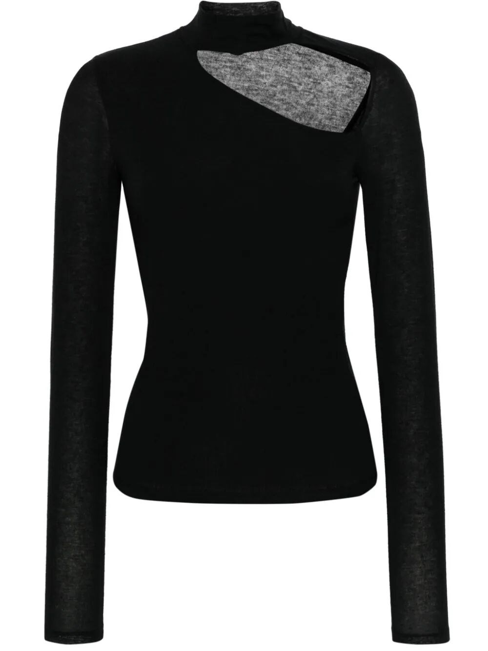 Patrizia Pepe Asymmetric-neck Sweater In Black  