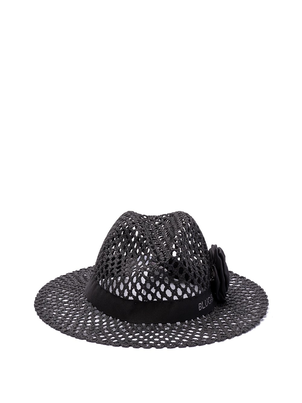 Blugirl Panama Hat With Rose In Black  