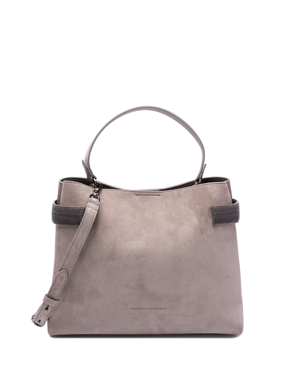 Shop Brunello Cucinelli Bag With `precious` Bands In Gray