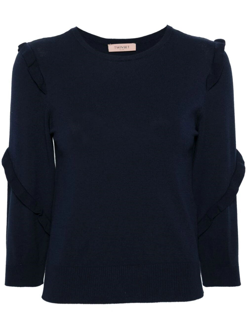 Twinset Micro Sweater With Flounces Detail In Blue