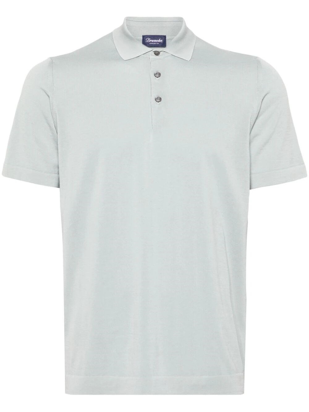 Drumohr Fine-knit Cotton Polo Shirt In Blue