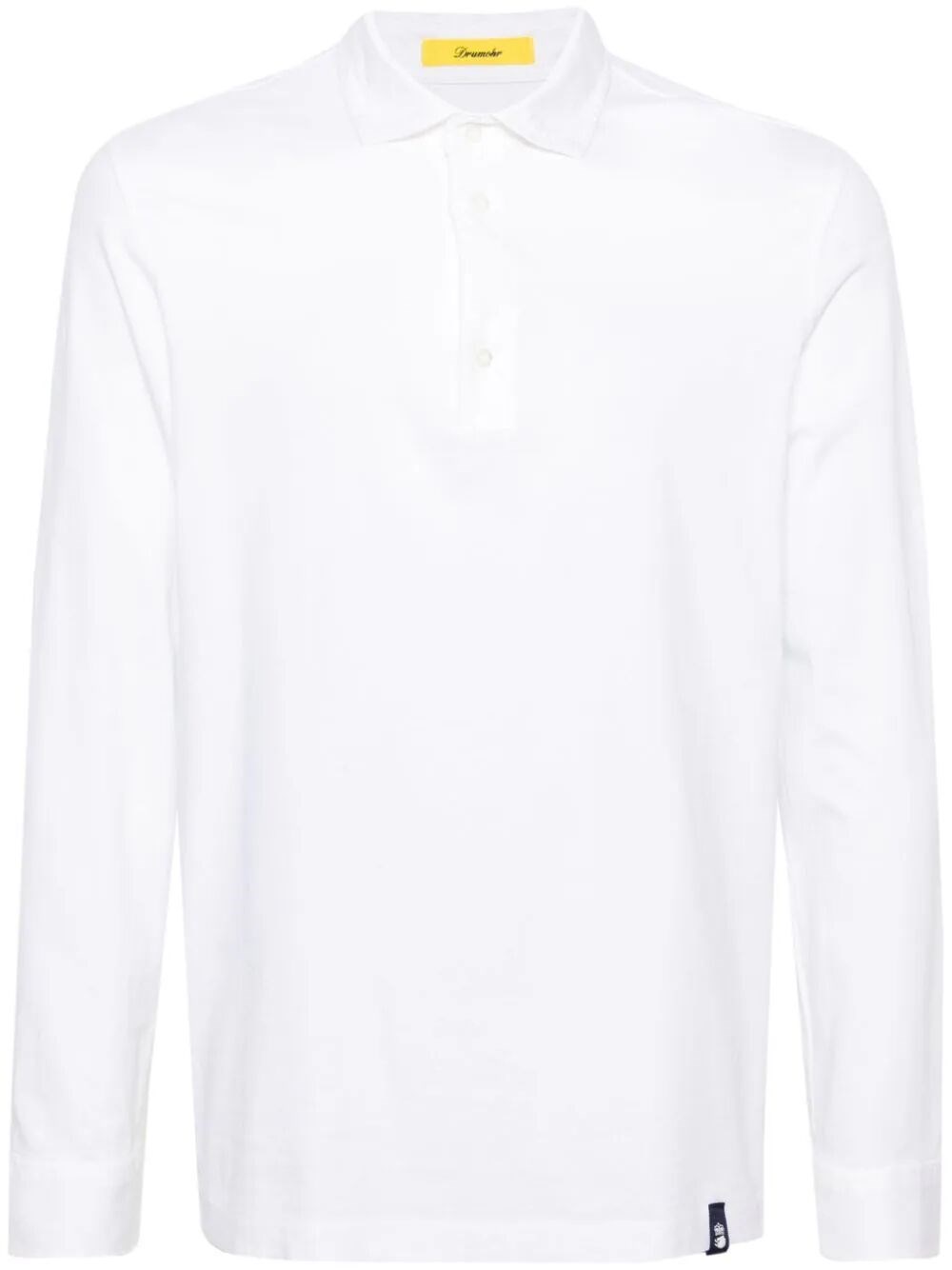 Shop Drumohr Long Sleeve Polo Shirt In White