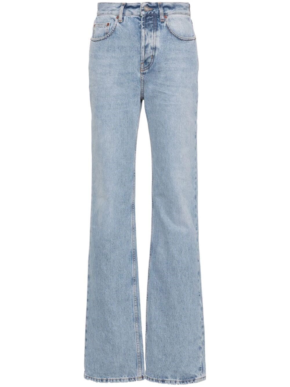 Saint Laurent Long Straight Jeans In Blue
