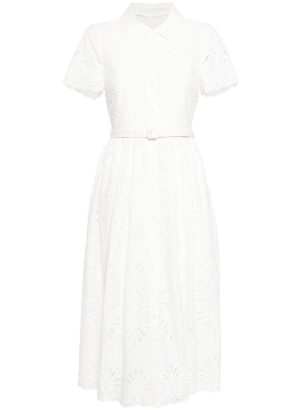 Selfportrait Embroidered Midi Dress In White