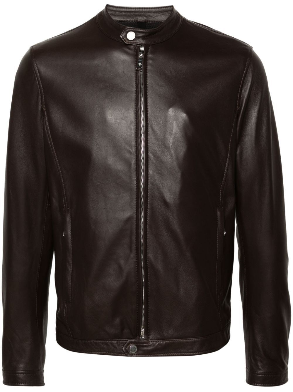 Tagliatore Leather Jacket In Brown