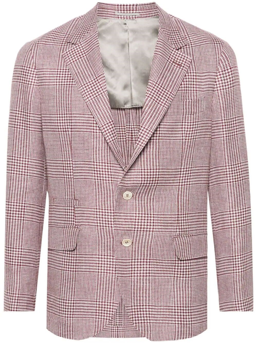 Brunello Cucinelli Prince Of Wales Deconstructed Blazer In Red