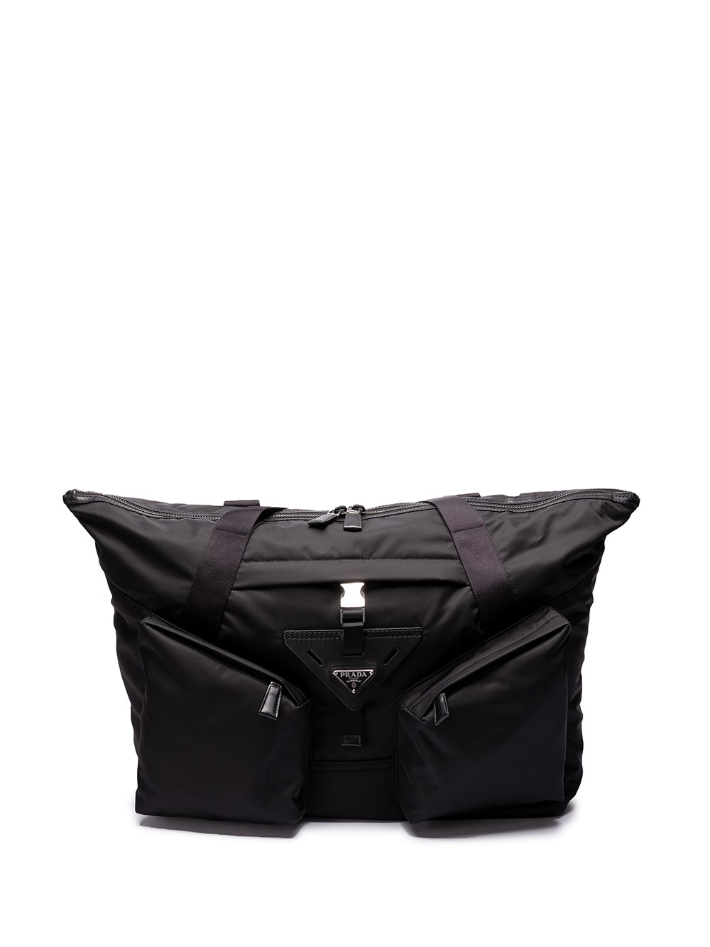 Prada `re-nylon` And Leather Duffle Bag In Black  