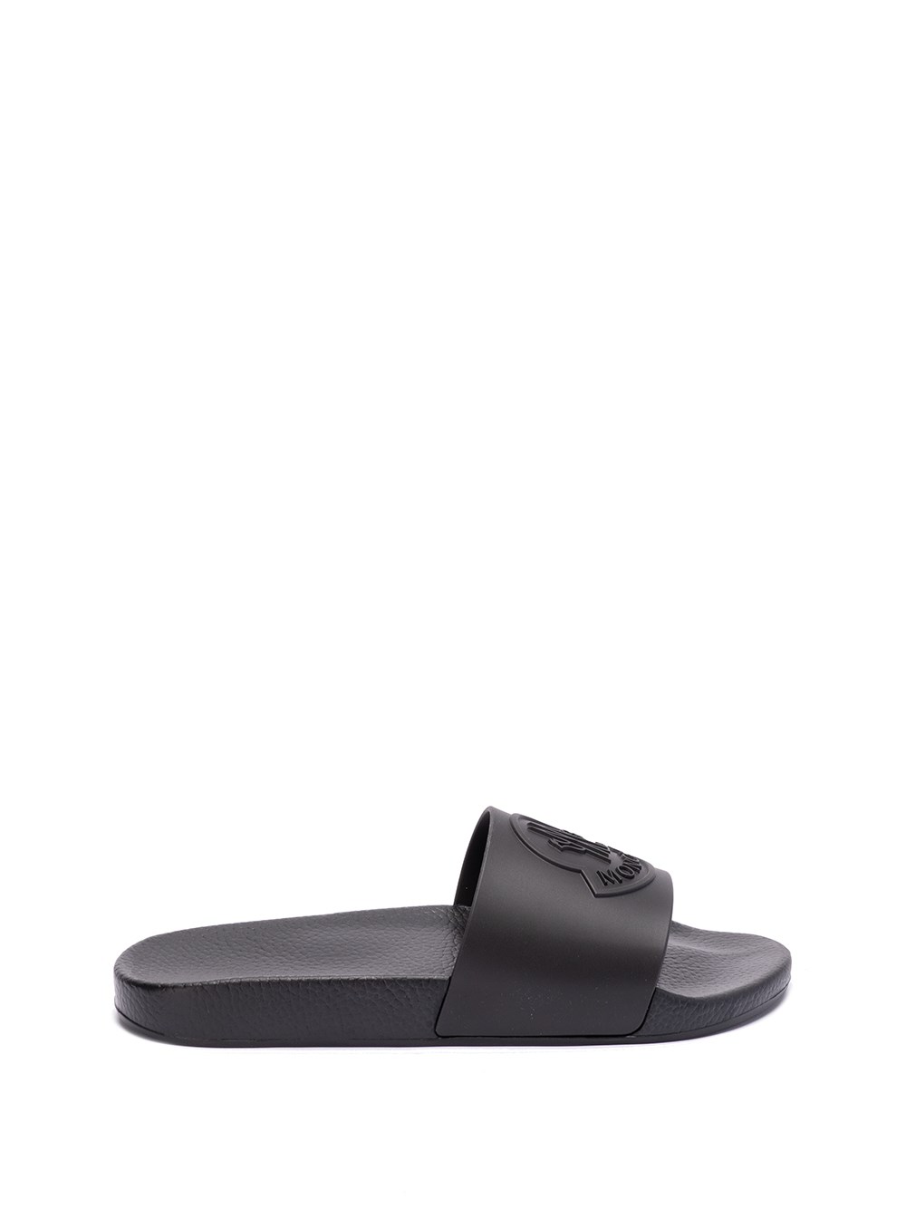 Shop Moncler `basile` Slides In Black  