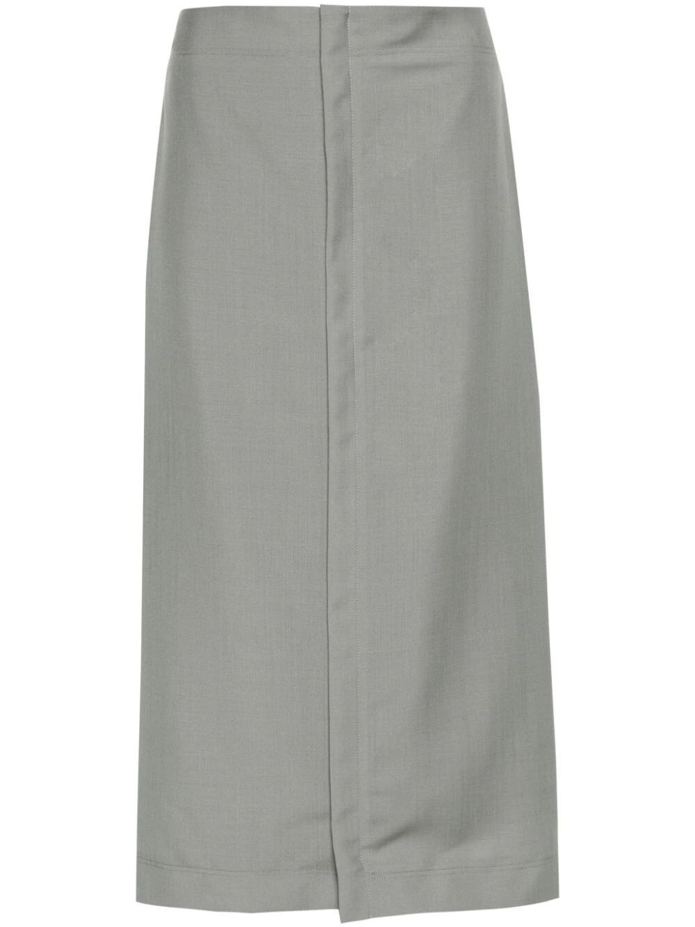 Shop Fendi Midi Skirt In Gray