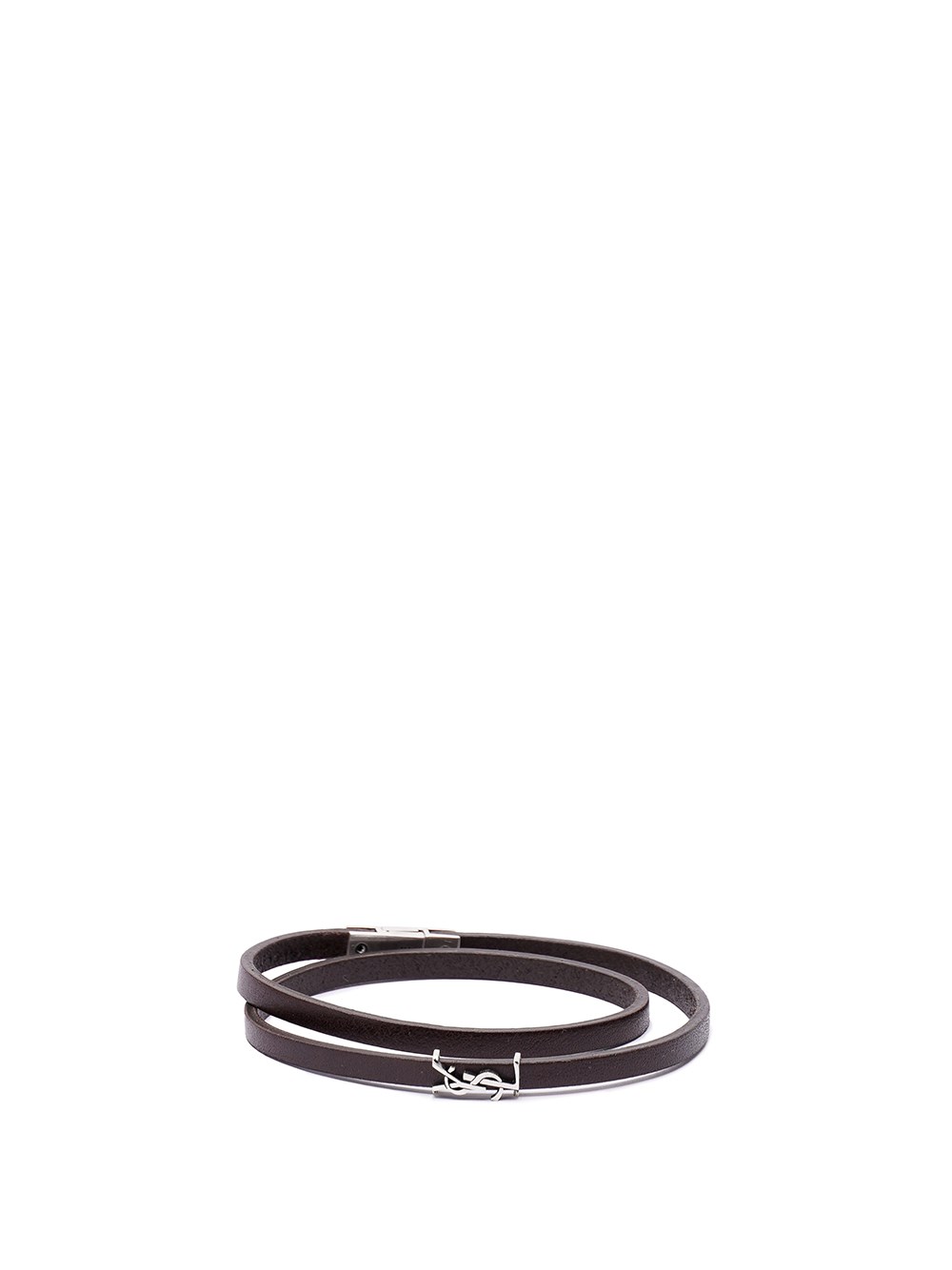 Shop Saint Laurent `cassandre` Bracelet In Brown