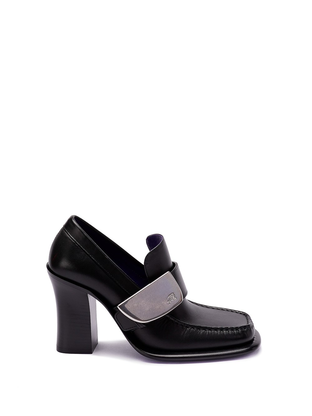 Shop Burberry `london Shield` Heeled Loafers In Black  