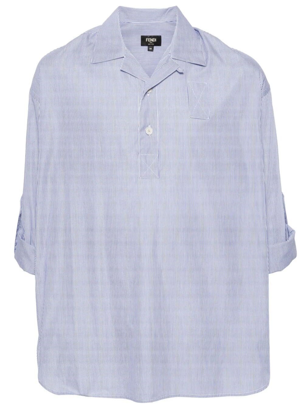 Shop Fendi Striped Polo Shirt In Blue