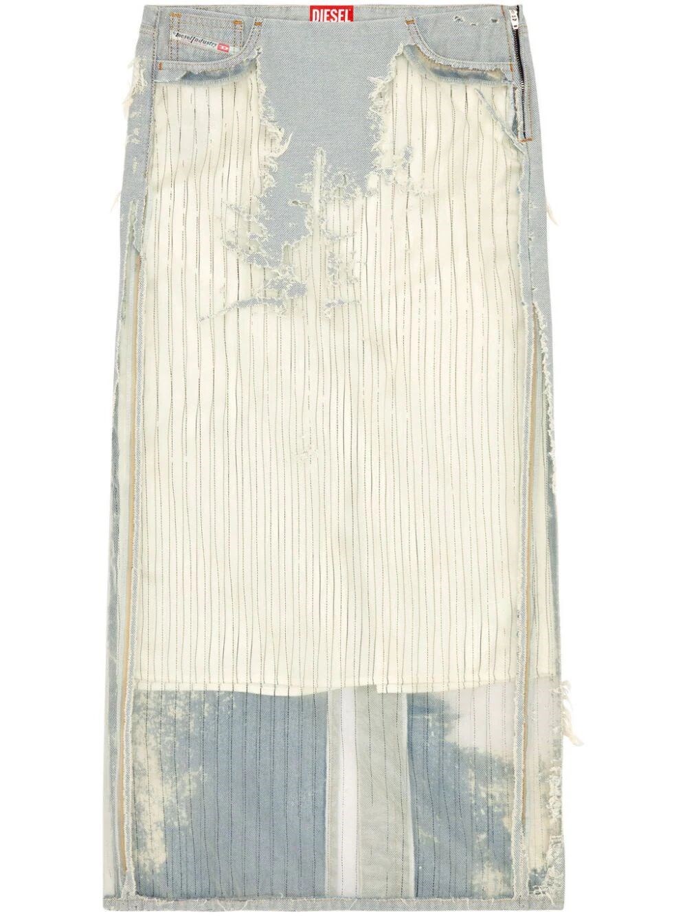 Diesel De-pigo-fse Pinstripe Devoré Skirt In Gray