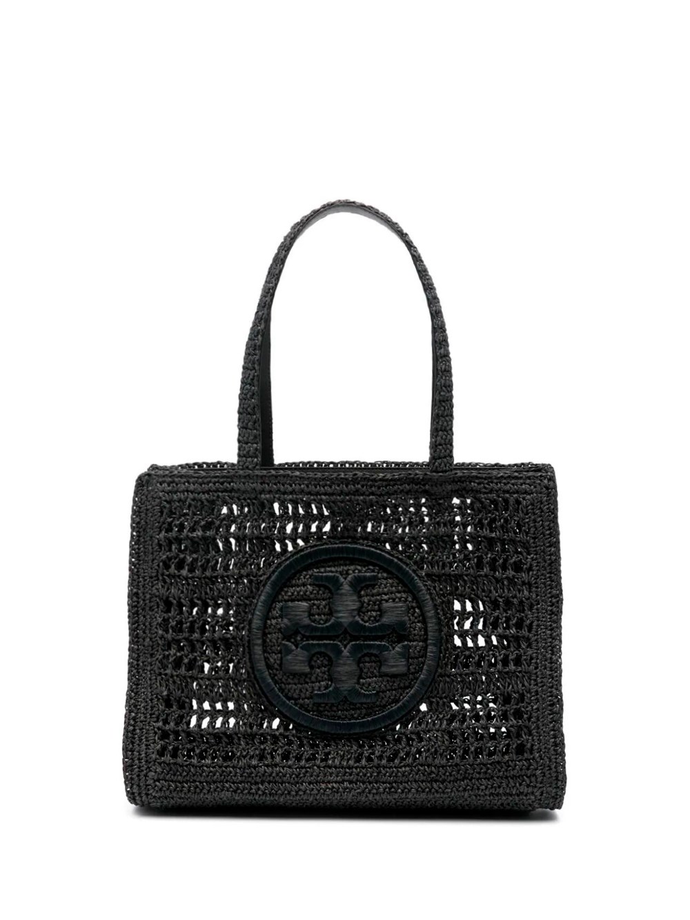 Shop Tory Burch `ella` Hand-crocheted Small Tote Bag In Black  