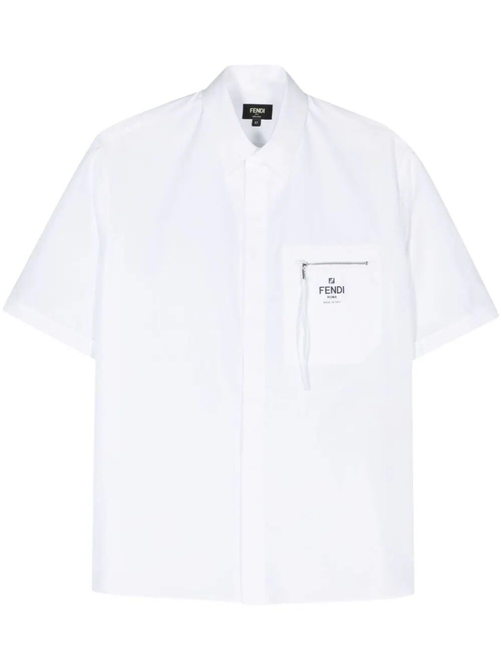 Shop Fendi Roma Pocket` Short Sleeve Shirt In White