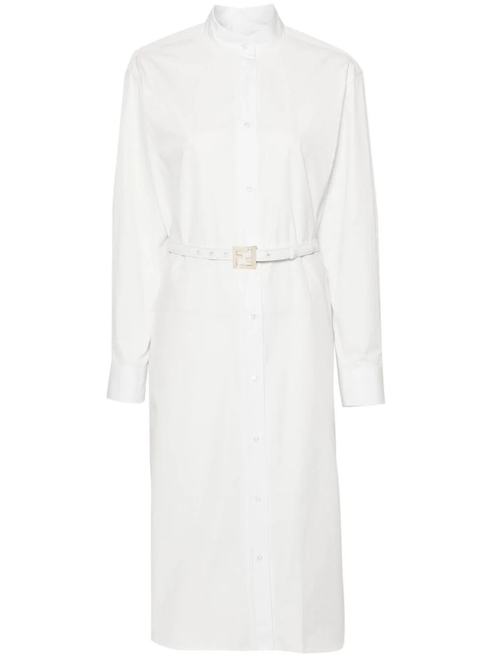 Fendi Belted Shirt Dress In White