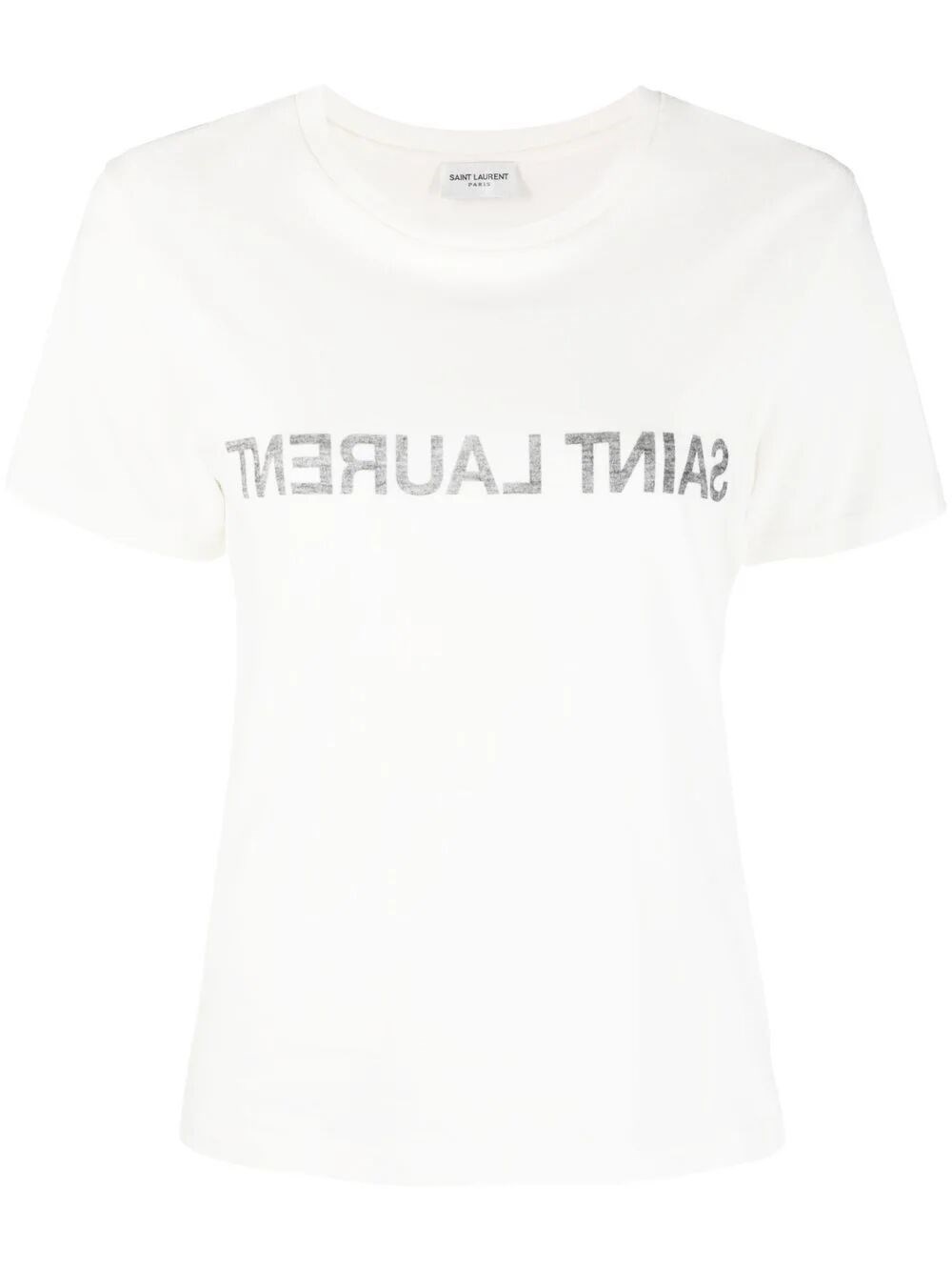 Shop Saint Laurent Reverse` Crew-neck T-shirt In Beige