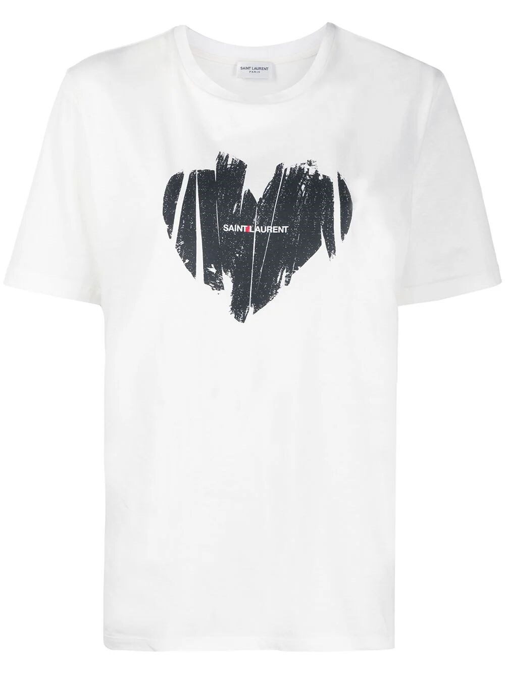 Shop Saint Laurent Heart` Crew-neck T-shirt In Beige