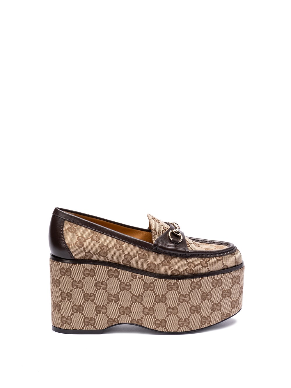 Shop Gucci `joni` Platform Loafers In Beige
