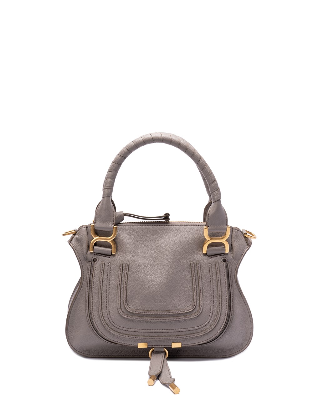 Shop Chloé `marcie` Small `double Carry` Bag In Gray