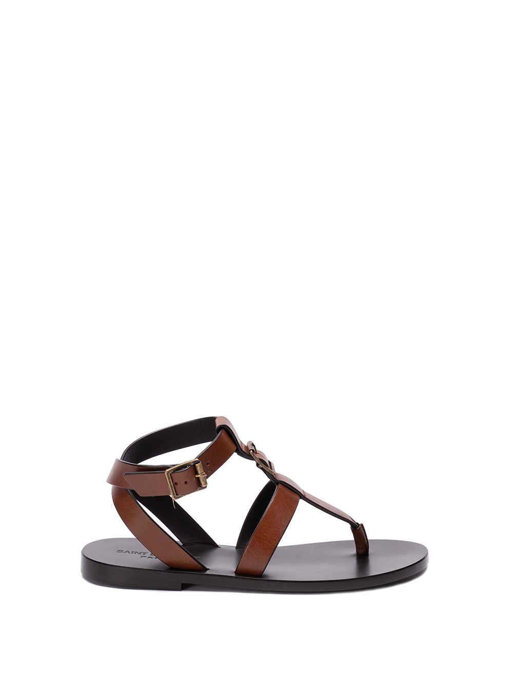 Shop Saint Laurent `hardy` Flat Sandals In Brown