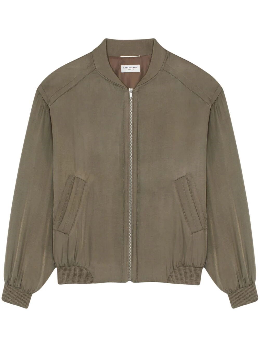 Shop Saint Laurent `teddy` Loose Fit Bomber Jacket In Green