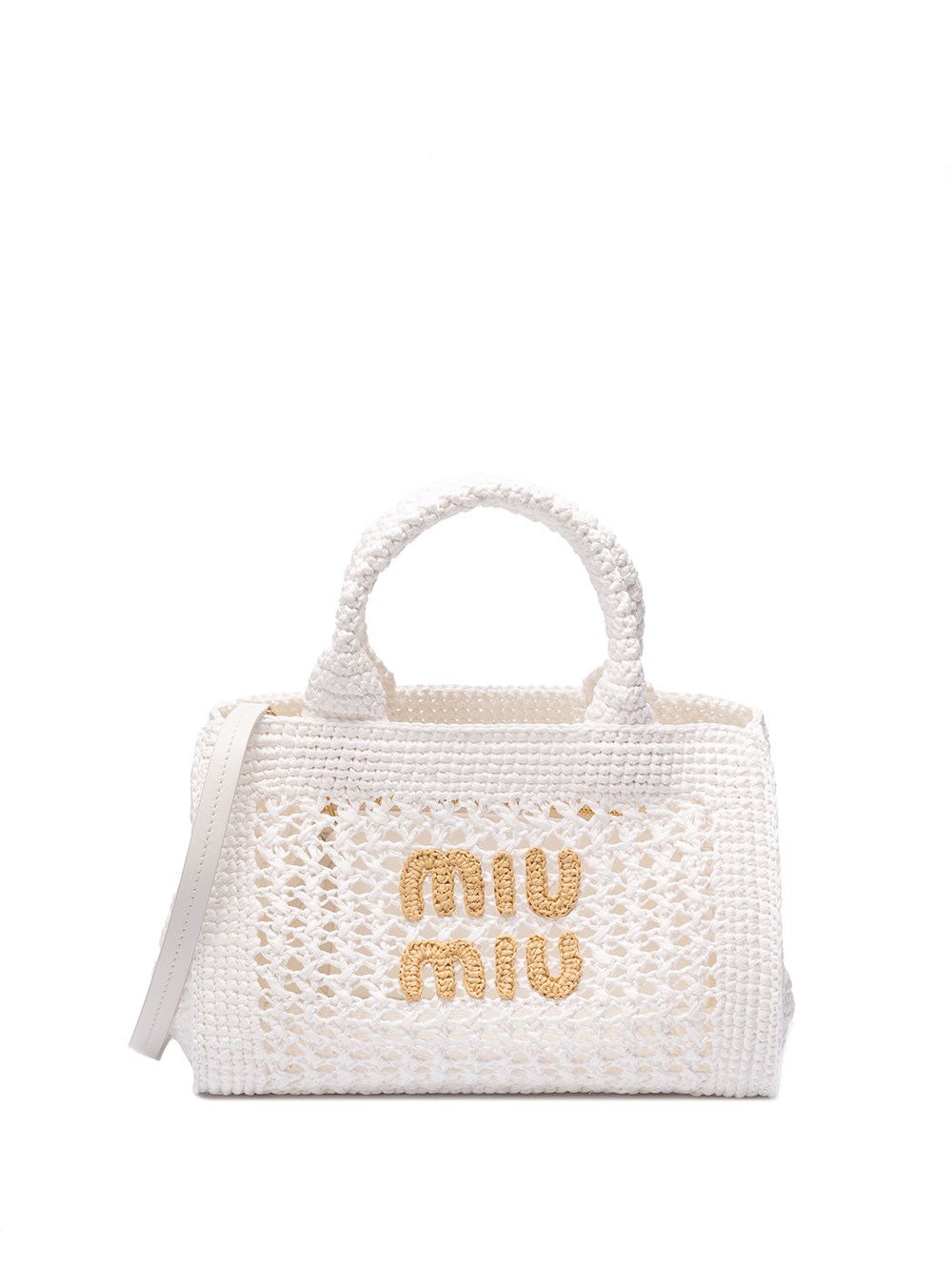Shop Miu Miu Crochet Handbag In White