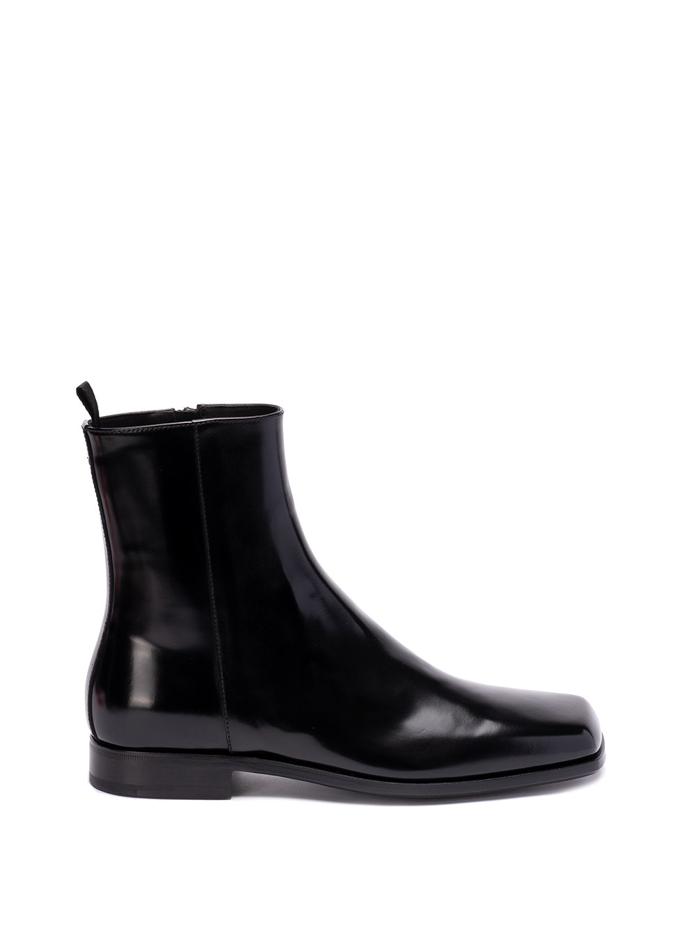 Shop Prada Brushed Leather Ankle Boots In Black  