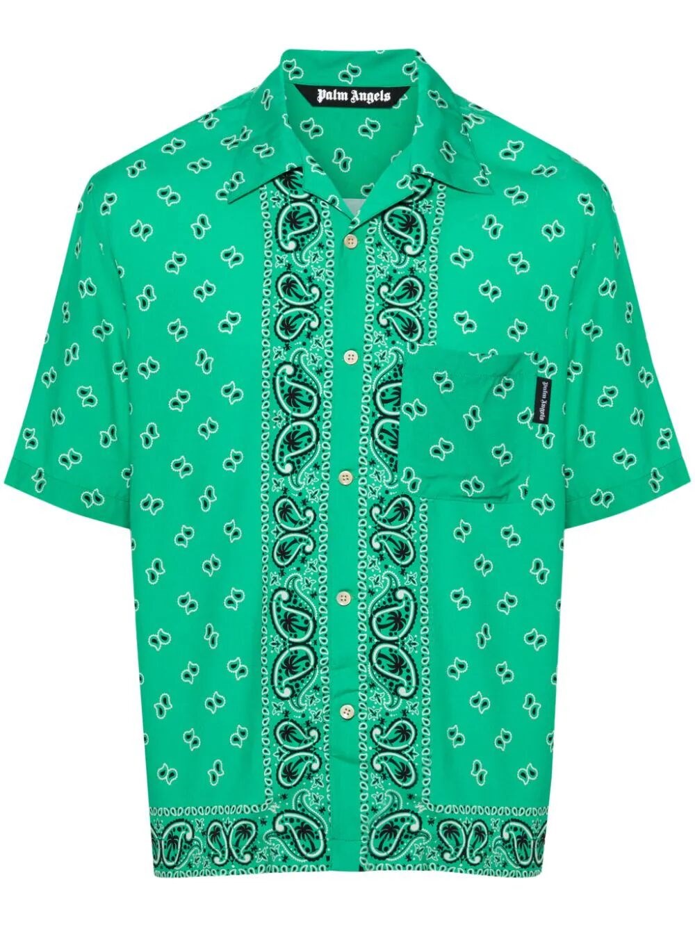 Shop Palm Angels `paisley` Bowling Shirt In Green